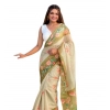 Generic Women's Linen Printed Saree With Unstitched Blouse 5.5Mtr (Mahendi)