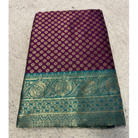 Generic Women's Jacquard Printed Saree With Unstitched Blouse 5.5Mtr (Purple)