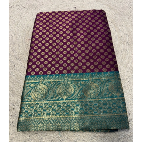 Generic Women's Jacquard Printed Saree With Unstitched Blouse 5.5Mtr (Purple)