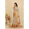 Generic Women's Cotton Silk Floral Printed Saree With Unstitched Blouse 5.5Mtr (Lavender)