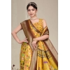 Generic Women's Cotton Silk  Printed Saree With Unstitched Blouse 5.5Mtr (Yellow)