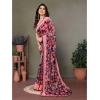 Generic Women's Chiffon Printed Saree With Unstitched Blouse 5.5Mtr (Pink)