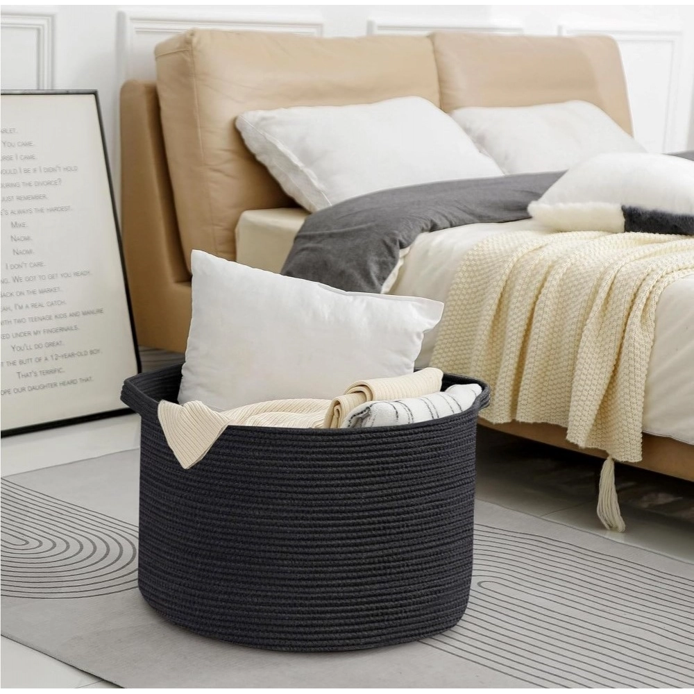 Generic Cotton Pack Of_1 14x12 Inch Storage Basket For Clothes With Out Lid (Black) Generic Cotton Pack Of_1 14x12 Inch Storage Basket For Clothes With Out Lid (Black)