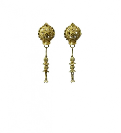 Generic Women's Pack of_2 Brass Gold-Plated Earrings (Gold)