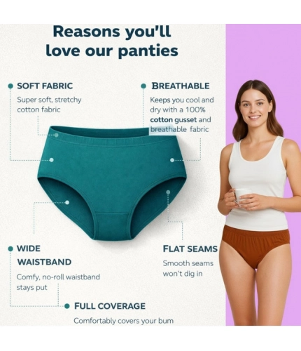 Generic Pack of_9 Women's Cotton Solid Hipster Panty (Multicolor)