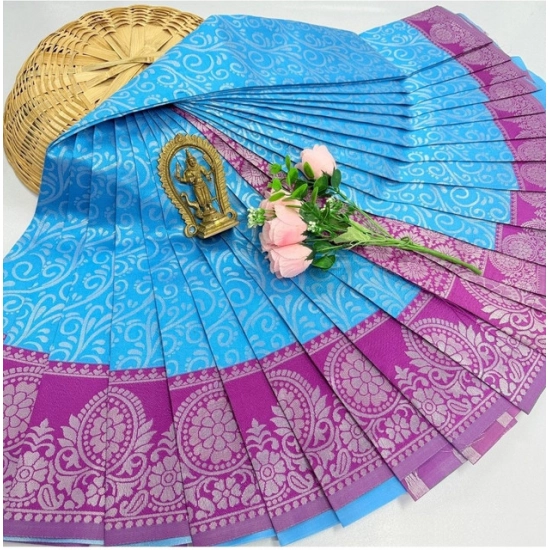 Generic Women's Soft Silk Printed Saree With Unstitched Blouse 5.5Mtr (Sky Blue) Generic Women's Soft Silk Printed Saree With Unstitched Blouse 5.5Mtr (Sky Blue)