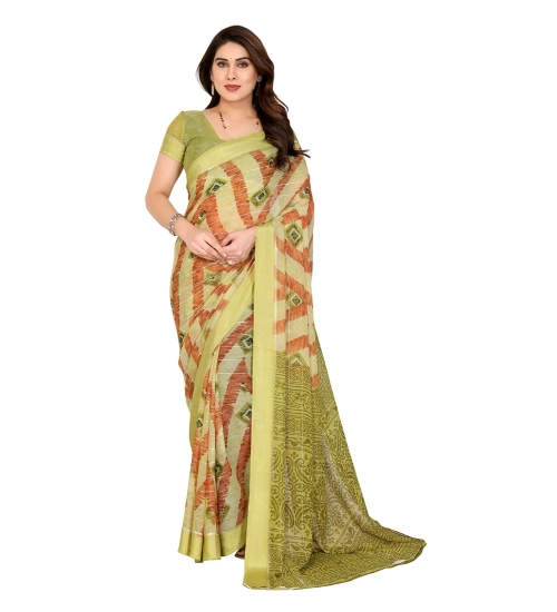 Generic Women's Georgette Printed Saree With Unstitched Blouse 5.5Mtr (Multicolor)