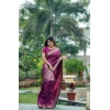 Generic Women's Faux_Banarasi Lining Pattern Saree With Unstitched Blouse 5.5Mtr (Magenta)