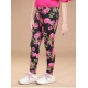 Generic Girl's Cotton Lycra Floral Elasticated Jeggings (Black-Pink)