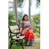 Generic Women's Faux_Tussar Geometric_Print Saree With Unstitched Blouse 5.5Mtr (Orange)