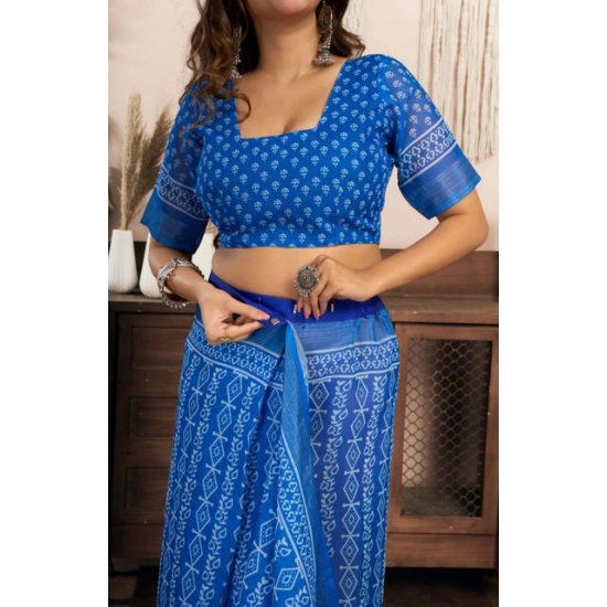 Generic Women's Faux Linen Geometric Print Ready to wear Saree With Unstitched Blouse 5.5Mtr (Blue) Generic Women's Faux Linen Geometric Print Ready to wear Saree With Unstitched Blouse 5.5Mtr (Blue)