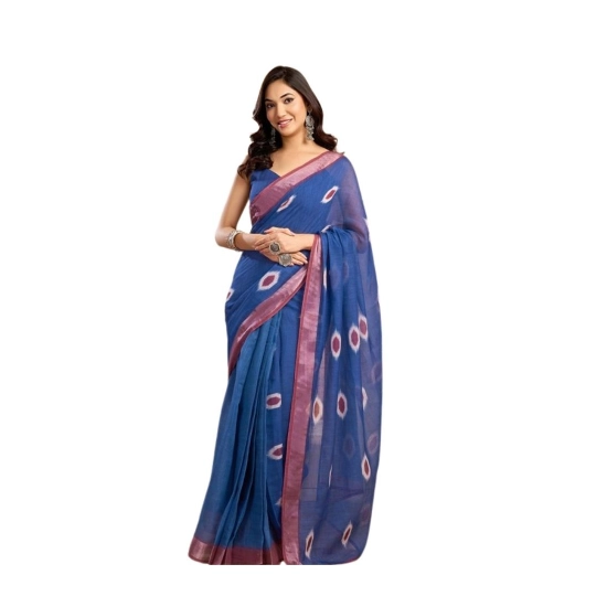 Generic Women's Linen Cotton Printed Ready To Wear Saree With Unstitched Blouse 5.5 Mtr (Blue) Generic Women's Linen Cotton Printed Ready To Wear Saree With Unstitched Blouse 5.5 Mtr (Blue)