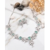 Generic Women's Brass Silver Plated Necklace set (Turquoise)