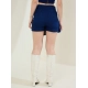 Generic Women's Denim Lycra Solid Zip Closure Skorts (Navy)