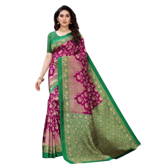 Generic Women's Litchi silk Printed Saree With Unstitched Blouse 5-6 Mtrs (Rani Pink) Generic Women's Litchi silk Printed Saree With Unstitched Blouse 5-6 Mtrs (Rani Pink)