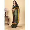 Generic Women's Cotton Silk Solid Saree With Unstitched Blouse 5.5Mtr (Multicolor)
