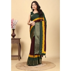 Generic Women's Cotton Silk Solid Saree With Unstitched Blouse 5.5Mtr (Multicolor)