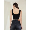 Generic Women's Denim Lycra Solid Sleeveless Top (Black)