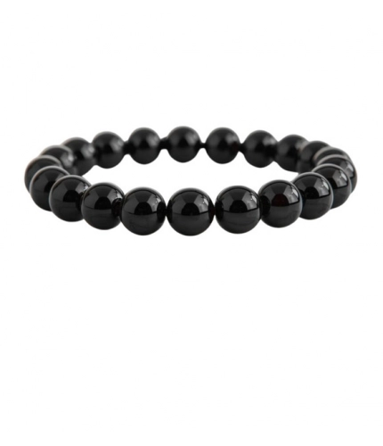 Generic Natural Crystal 8mm Black Obsidian Bracelet (Black)