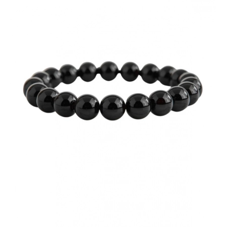 Generic Natural Crystal 8mm Black Obsidian Bracelet (Black)