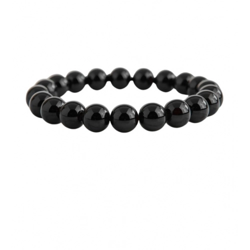 Generic Natural Crystal 8mm Black Obsidian Bracelet (Black)