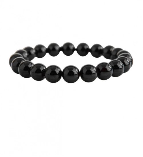 Generic Natural Crystal 8mm Black Obsidian Bracelet (Black)