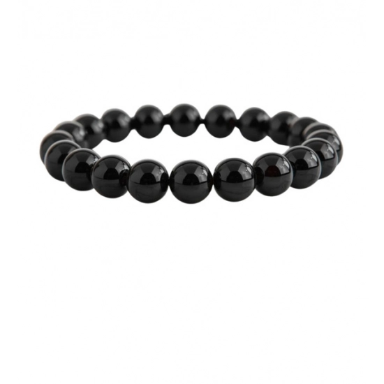 Generic Natural Crystal 8mm Black Obsidian Bracelet (Black)