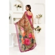Generic Women's Linen Cotton Printed Ready To Wear Saree With Unstitched Blouse 5.5 Mtr (Pink)