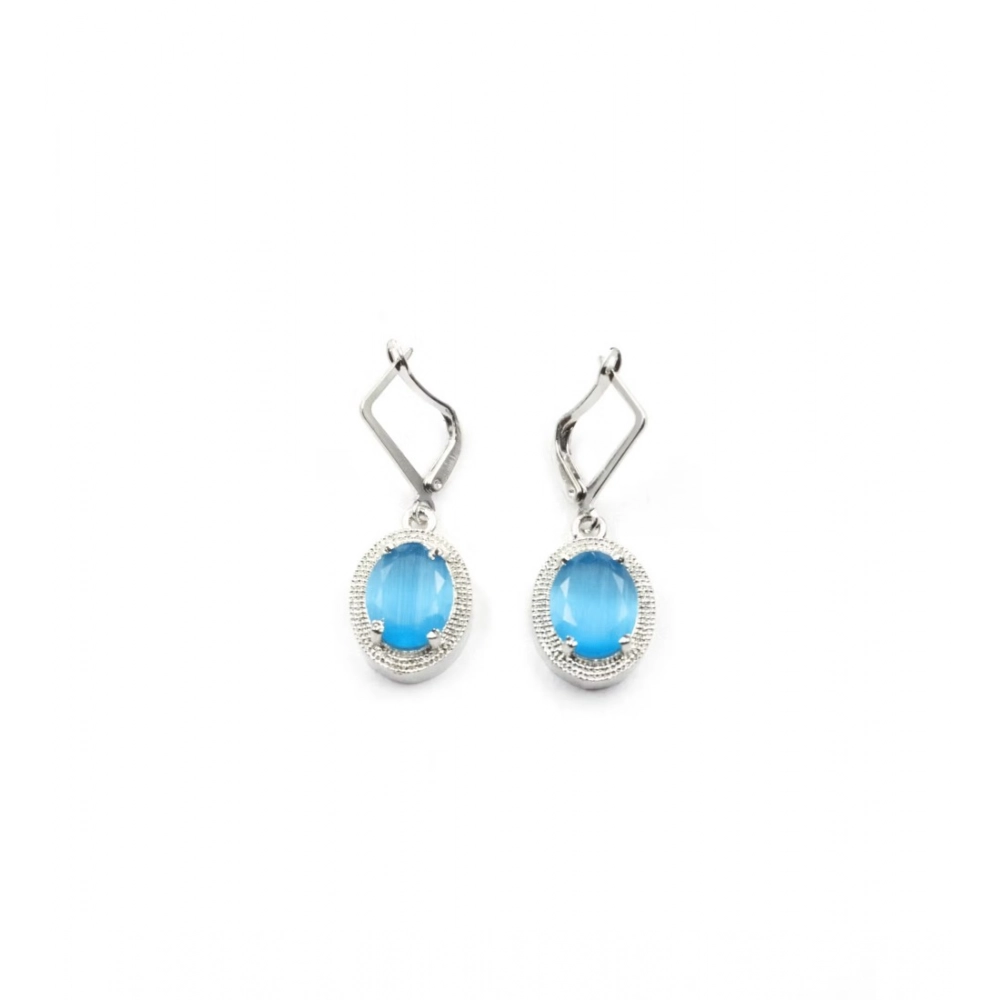 Generic Women's Brass Silver Plated Pendant Set (Blue)