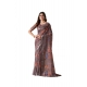 Generic Women's Faux_Linen Printed Saree With Unstitched Blouse 5.5Mtr (Light_Brown)