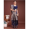 Generic Women's Banarasi Silk Printed Saree With Unstitched Blouse 5.5Mtr (Navy Blue)
