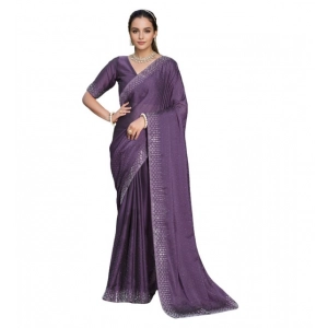 Generic Women's Rangoli Diamond Weaving - Stone Work Saree With Unstitched Blouse 5.5Mtr (Lavender)