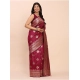 Generic Women's Banarasi Silk Printed Saree With Unstitched Blouse 5.5Mtr (Magenta)