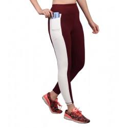 Generic Women's Polyester Solid Ankle length High Waisted Tights (Maroon)