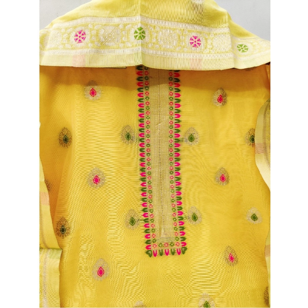 Generic Women's Banarasi Silk Printed Unstitched Salwar Suit Material With Dupatta (Yellow, 3Mtrs) Generic Women's Banarasi Silk Printed Unstitched Salwar Suit Material With Dupatta (Yellow, 3Mtrs)