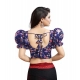 Generic Women's Organza Printed V Neck Puff Sleeve Readymade Blouse (Navy 38 , Alterable up to 42)-PID65868 Generic Women's Organza Printed V Neck Puff Sleeve Readymade Blouse (Navy 38 , Alterable up to 42)-PID65868