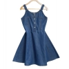 Generic Girl's Denim Printed Short Sleeve Dress with Straps (Blue) Generic Girl's Denim Printed Short Sleeve Dress with Straps (Blue)