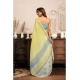 Generic Women's Linen Cotton Printed Ready To Wear With Pocket Saree With Unstitched Blouse 5.5 Mtr (Light_Yellow)