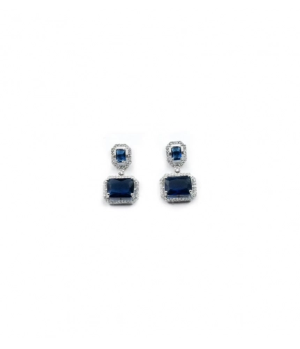 Generic Women's Brass Silver Plated Drop Earrings (Blue)
