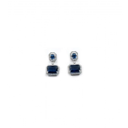 Generic Women's Brass Silver Plated Drop Earrings (Blue) Generic Women's Brass Silver Plated Drop Earrings (Blue)