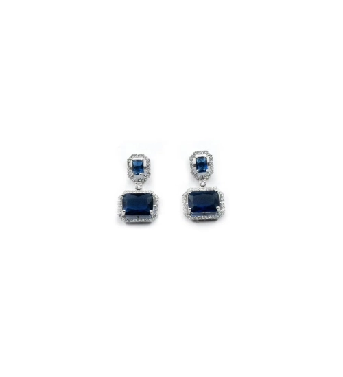 Generic Women's Brass Silver Plated Drop Earrings (Blue) Generic Women's Brass Silver Plated Drop Earrings (Blue)