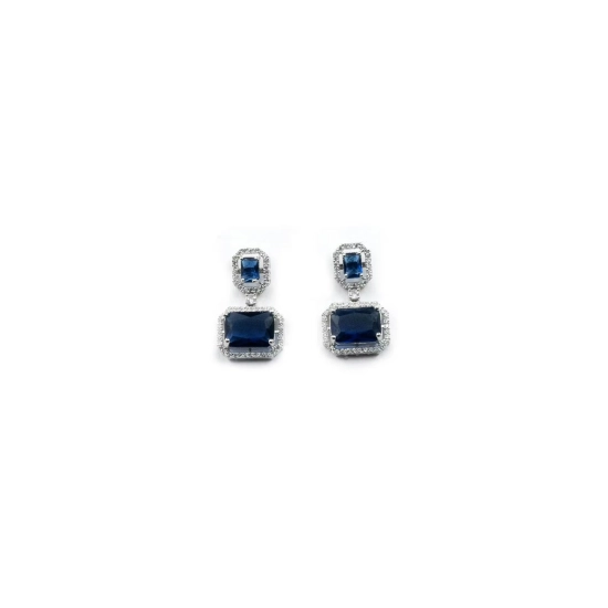 Generic Women's Brass Silver Plated Drop Earrings (Blue) Generic Women's Brass Silver Plated Drop Earrings (Blue)