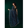Generic Women's Net Sequence Saree With Unstitched Blouse 5.5Mtr (Blue)