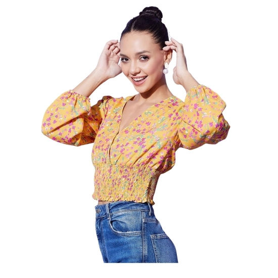 Generic Women's Polyester Floral Long Sleeves Top (Multicolor) Generic Women's Polyester Floral Long Sleeves Top (Multicolor)