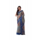 Generic Women's Faux_Linen Printed Saree With Unstitched Blouse 5.5Mtr (Navy_Blue)