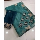Generic Women's Star Georgette Embellished Saree With Unstitched Blouse 5.5Mtr (Blue)