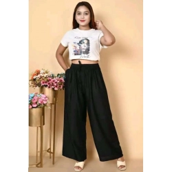 Generic Women's Casual Rayon Solid Ankle Length Palazzo (Black, Free Size)