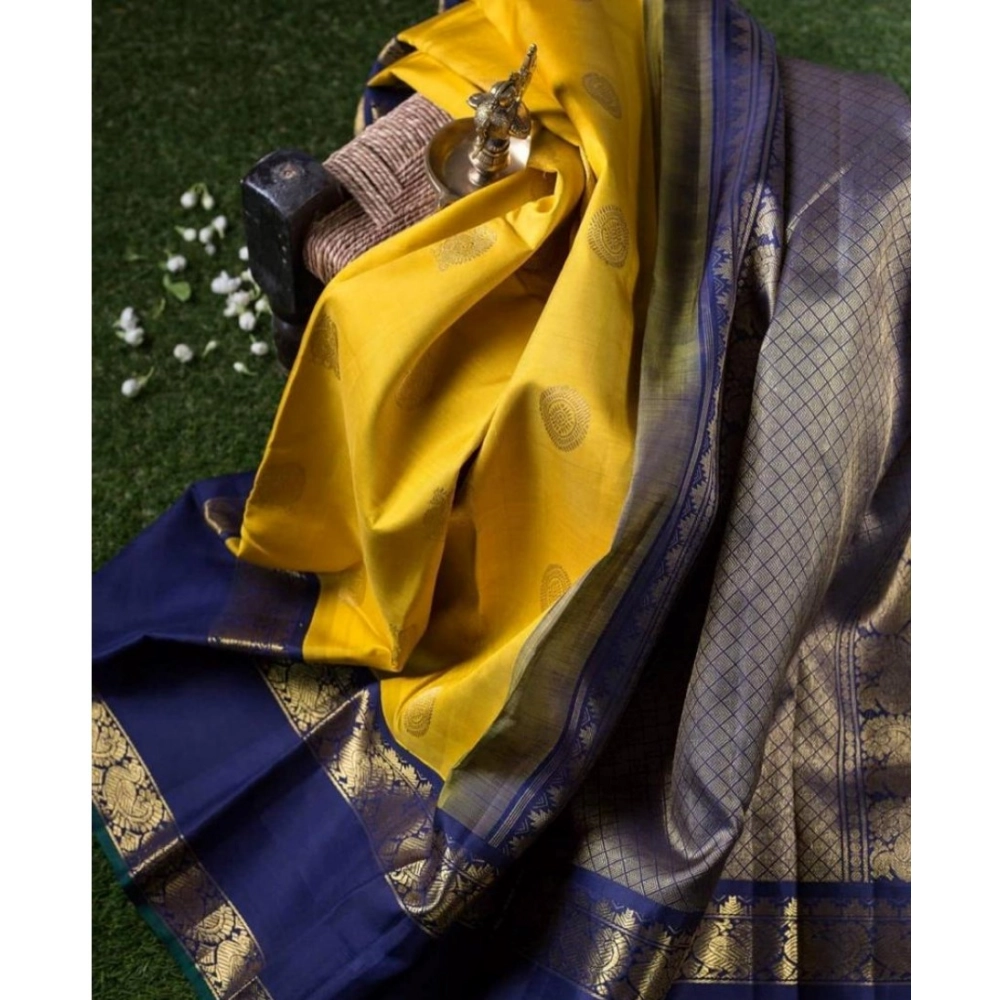 Generic Women's Soft Litchi Silk Jacquard Work Saree With Unstitched Blouse 5.5Mtr (Yellow) Generic Women's Soft Litchi Silk Jacquard Work Saree With Unstitched Blouse 5.5Mtr (Yellow)