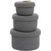 Generic Cotton 3 Pcs Set Roti Box Storage Basket With Lid (Gray) Generic Cotton 3 Pcs Set Roti Box Storage Basket With Lid (Gray)