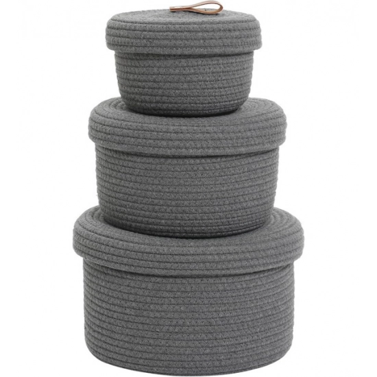 Generic Cotton 3 Pcs Set Roti Box Storage Basket With Lid (Gray) Generic Cotton 3 Pcs Set Roti Box Storage Basket With Lid (Gray)